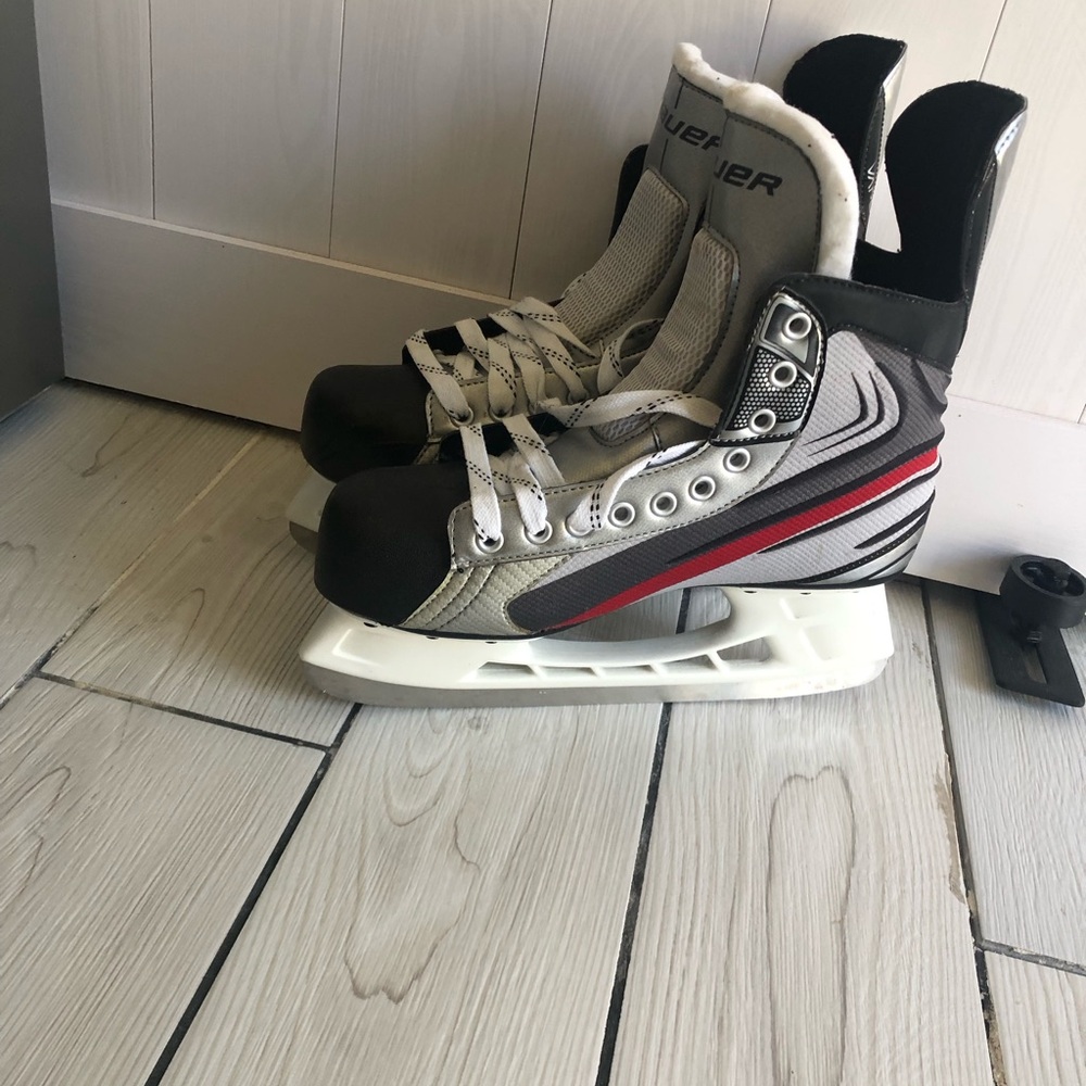 Bauer Gray and Red Ice Hockey Skates